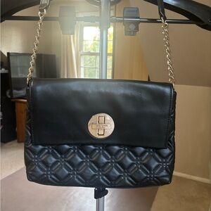 Kate Spade Black Quilted Shoulder Bag with Gold Chain